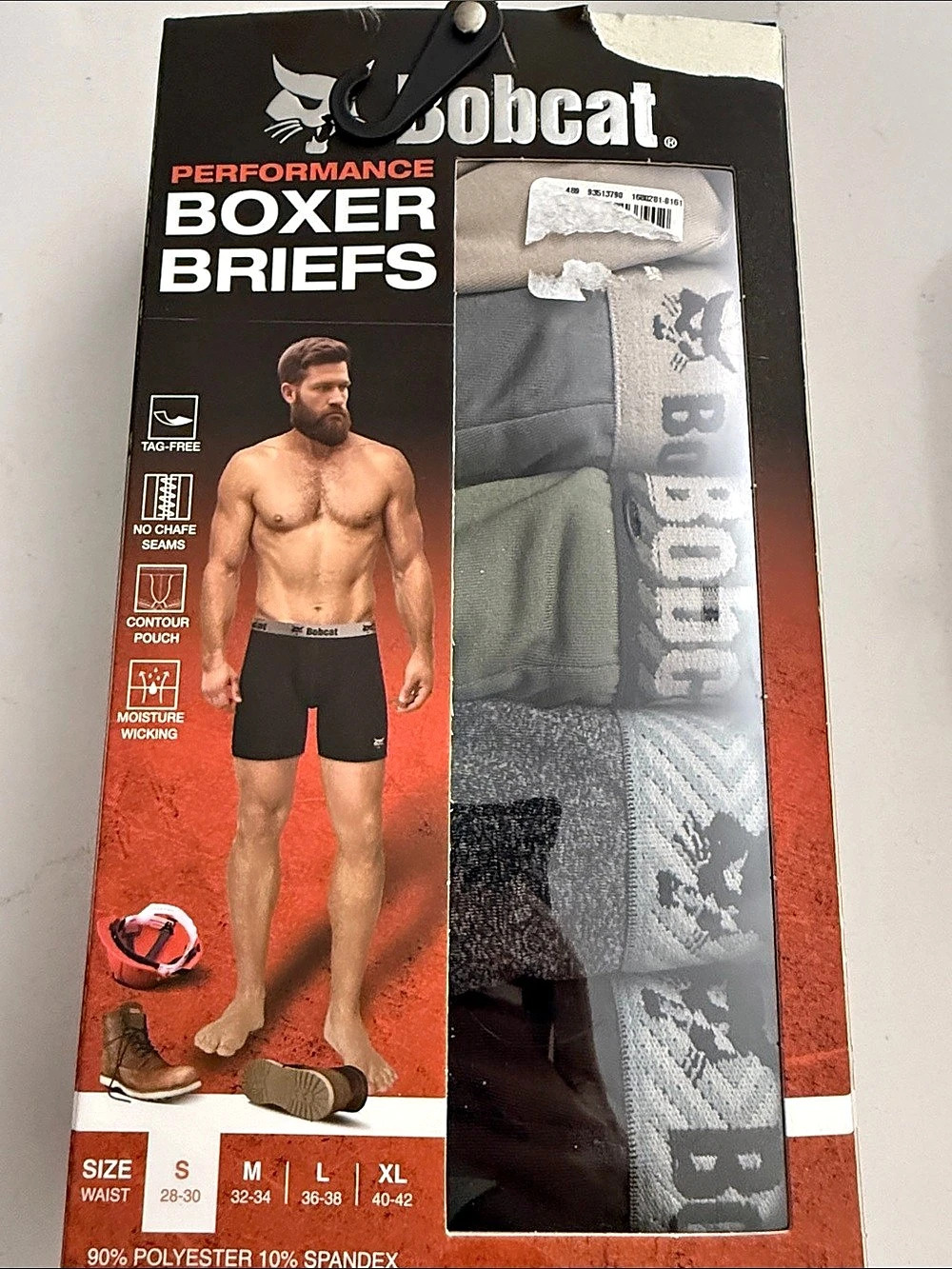 NWT Bobcat Performance Boxer Briefs 5-Pack Boxer Briefs in Black & Gray Size S